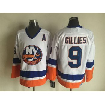 Men's New York Islanders #9 Clark Gillies 1984-85 White CCM Vintage Throwback Jersey