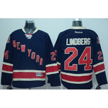 Men's New York Rangers #24 Oscar Lindberg Navy Blue Third 85TH Jersey