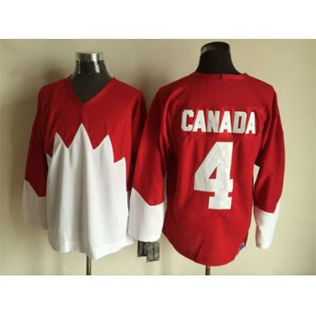 Men's Team Canada #4 Canada 1972 CCM Throwback Hockey Red Jersey