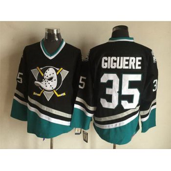 Mighty Ducks Of Anaheim #35 Jean-Sebastien Giguere 1995-96 Black CCM Vintage Throwback Jersey