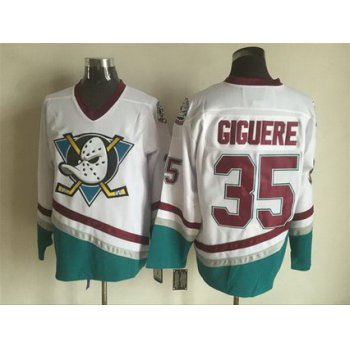 Mighty Ducks Of Anaheim #35 Jean-Sebastien Giguere 1995-96 White CCM Vintage Throwback Jersey