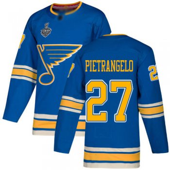 Men's St. Louis Blues #27 Alex Pietrangelo Blue Alternate Authentic 2019 Stanley Cup Final Bound Stitched Hockey Jersey