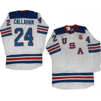 2010 Olympics USA #24 Ryan Callahan White Jersey