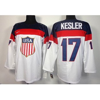 2014 Olympics USA #17 Ryan Kesler White Jersey