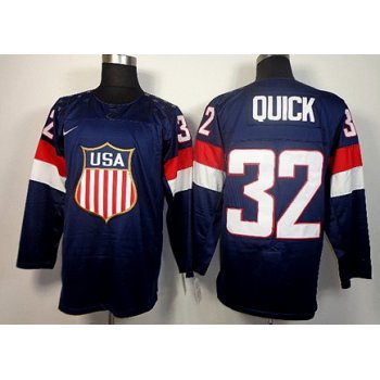 2014 Olympics USA #32 Jonathan Quick Navy Blue Jersey