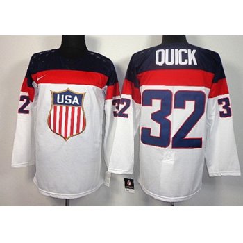 2014 Olympics USA #32 Jonathan Quick White Jersey