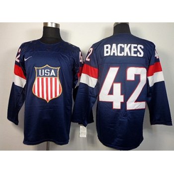 2014 Olympics USA #42 David Backes Navy Blue Jersey