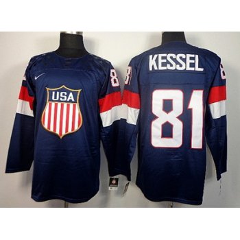 2014 Olympics USA #81 Phil Kessel Navy Blue Jersey