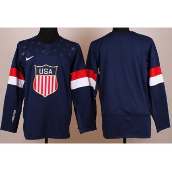 2014 Olympics USA Blank Navy Blue Jersey