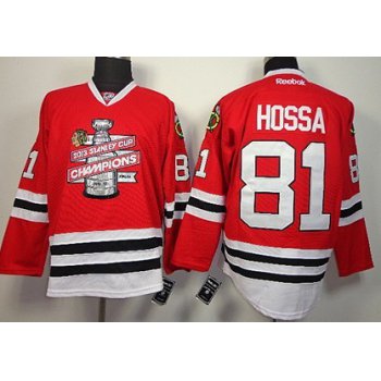 Chicago Blackhawks #81 Marian Hossa 2013 Champions Commemorate Red Jersey