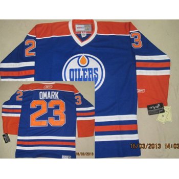 Edmonton Oilers #23 Linus Omark Royal Blue Throwback CCM Jersey