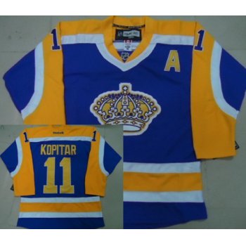 Los Angeles Kings #11 Anze Kopitar Purple With Yellow Jersey