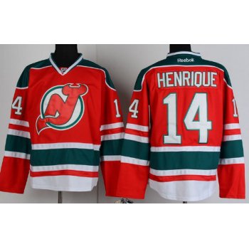 New Jersey Devils #14 Adam Henrique Red With Green Jersey