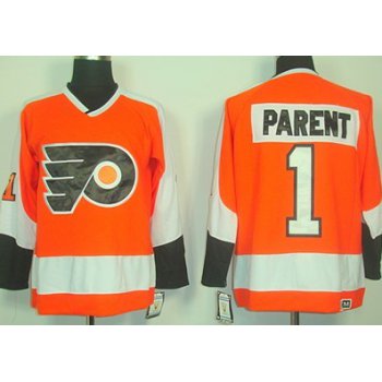 Philadelphia Flyers #1 Bernie Parent Orange Throwback CCM Jersey