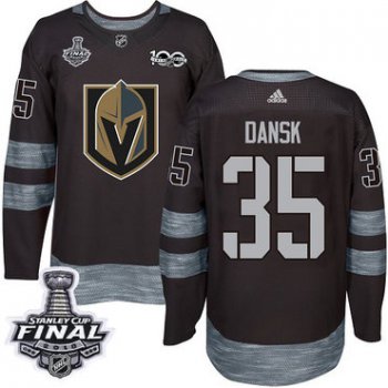 Adidas Golden Knights #35 Oscar Dansk Black 1917-2017 100th Anniversary 2018 Stanley Cup Final Stitched NHL Jersey