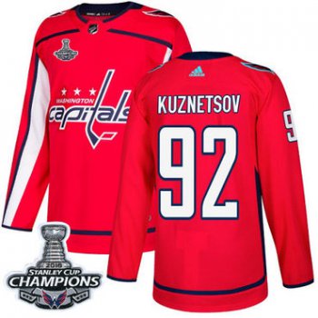 Adidas Washington Capitals #92 Evgeny Kuznetsov Red Home Authentic Stanley Cup Final Champions Stitched NHL Jersey