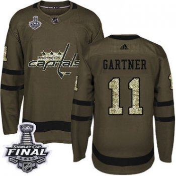 Adidas Capitals #11 Mike Gartner Green Salute to Service 2018 Stanley Cup Final Stitched NHL Jersey