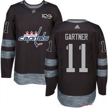 Men's Washington Capitals #11 Mike Gartner Black 100th Anniversary Stitched NHL 2017 adidas Hockey Jersey