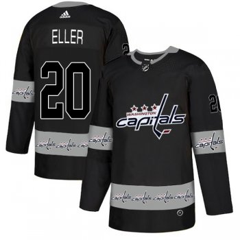 Men's Washington Capitals #20 Lars Eller Black Team Logos Fashion Adidas Jersey