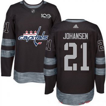 Men's Washington Capitals #21 Lucas Johansen Black 100th Anniversary Stitched NHL 2017 adidas Hockey Jersey