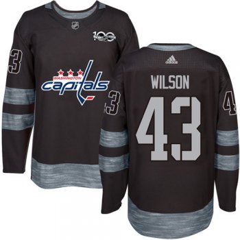 Men's Washington Capitals #43 Tom Wilson Black 100th Anniversary Stitched NHL 2017 adidas Hockey Jersey