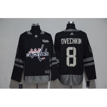 Men's Washington Capitals #8 Alex Ovechkin Black 100th Anniversary Stitched NHL 2017 adidas Hockey Jersey