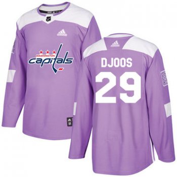 Adidas Capitals #29 Christian Djoos Purple Authentic Fights Cancer Stitched NHL Jersey