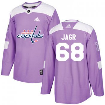 Adidas Capitals #68 Jaromir Jagr Purple Authentic Fights Cancer Stitched NHL Jersey