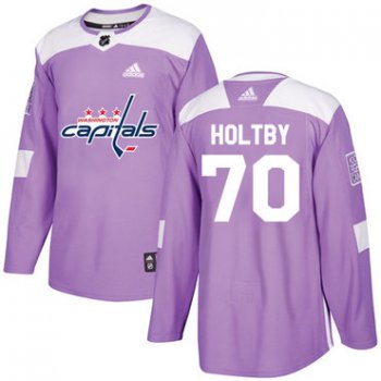 Adidas Capitals #70 Braden Holtby Purple Authentic Fights Cancer Stitched NHL Jersey