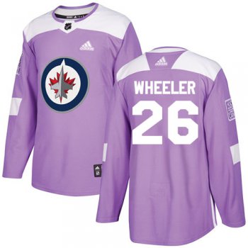 Adidas Jets #26 Blake Wheeler Purple Authentic Fights Cancer Stitched NHL Jersey