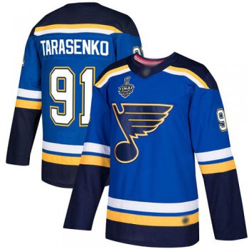 Men's St. Louis Blues #91 Vladimir Tarasenko Blue Home Authentic 2019 Stanley Cup Final Bound Stitched Hockey Jersey