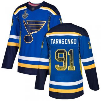 Men's St. Louis Blues #91 Vladimir Tarasenko Blue Home Authentic Drift Fashion 2019 Stanley Cup Final Bound Stitched Hockey Jersey