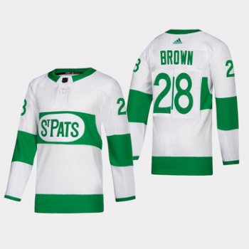 Men's Toronto Maple Leafs #28 Connor Brown Toronto St. Pats Road Authentic Player White Jersey