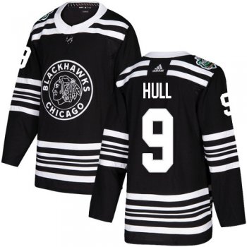 Adidas Blackhawks #9 Bobby Hull Black Authentic 2019 Winter Classic Stitched NHL Jersey