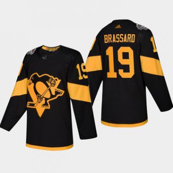 Men's #19 Derick Brassard Penguins Coors Light 2019 Stadium Series Black Authentic Jersey