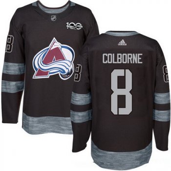 Men's Colorado Avalanche #8 Joe Colborne Black 100th Anniversary Stitched NHL 2017 adidas Hockey Jersey