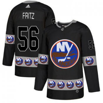 Men's New York Islanders #56 Tanner Fritz Black Team Logos Fashion Adidas Jersey