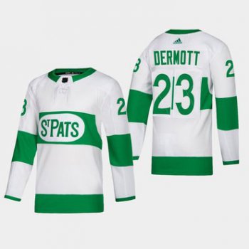 Men's Toronto Maple Leafs #23 Travis Dermott St. Pats Road Authentic Player White Jersey