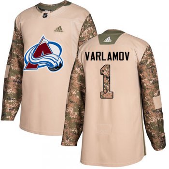 Adidas Avalanche #1 Semyon Varlamov Camo Authentic 2017 Veterans Day Stitched NHL Jersey