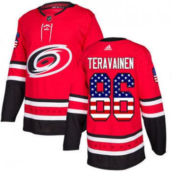 Adidas Hurricanes #86 Teuvo Teravainen Red Home Authentic USA Flag Stitched NHL Jersey