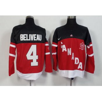 2014-15 Men's Team Canada #4 Jean Beliveau Retired Player Red 100TH Anniversary Jersey