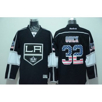 Los Angeles Kings #32 Jonathan Quick Black USA Flag Hockey Jersey