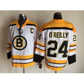 Men's Boston Bruins #24 Terry O'Reilly 1968-69 White CCM Vintage Throwback Jersey