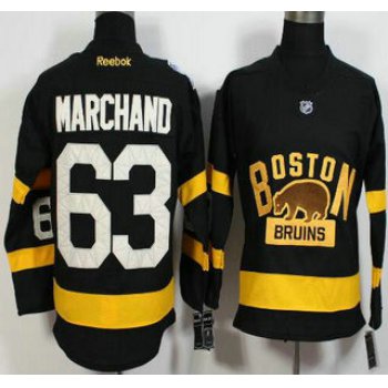 Men's Boston Bruins #63 Brad Marchand Reebok Black 2016 Winter Classic Premier Jersey