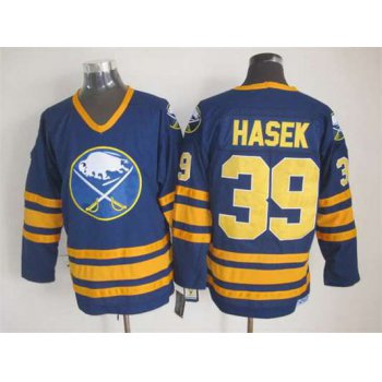 Men's Buffalo Sabres #39 Dominik Hasek 1983-84 Navy Blue CCM Vintage Throwback Jersey