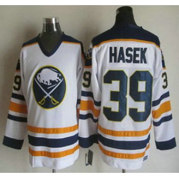 Men's Buffalo Sabres #39 Dominik Hasek 1983-84 White CCM Vintage Throwback Jersey