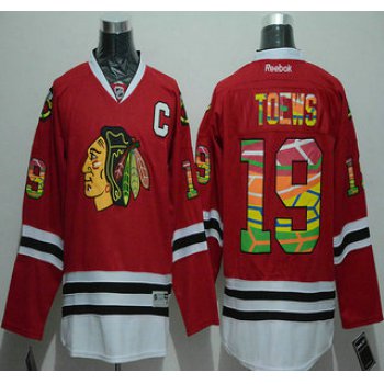 Men's Chicago Blackhawks #19 Jonathan Toews Reebok Red Colored NHL Fashion Jersey