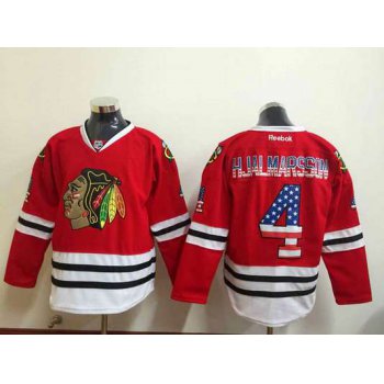 Men's Chicago Blackhawks #4 Niklas Hjalmarsson USA Flag Fashion Red Jersey