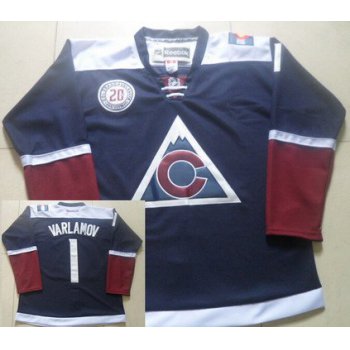 Men's Colorado Avalanche #1 Semyon Varlamov Reebok Navy Blue 20th Alternate Premier Jersey