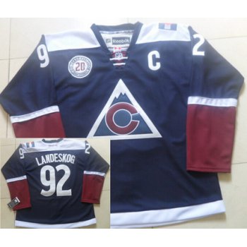 Men's Colorado Avalanche #92 Gabriel Landeskog Reebok Navy Blue 20th Alternate Premier Jersey